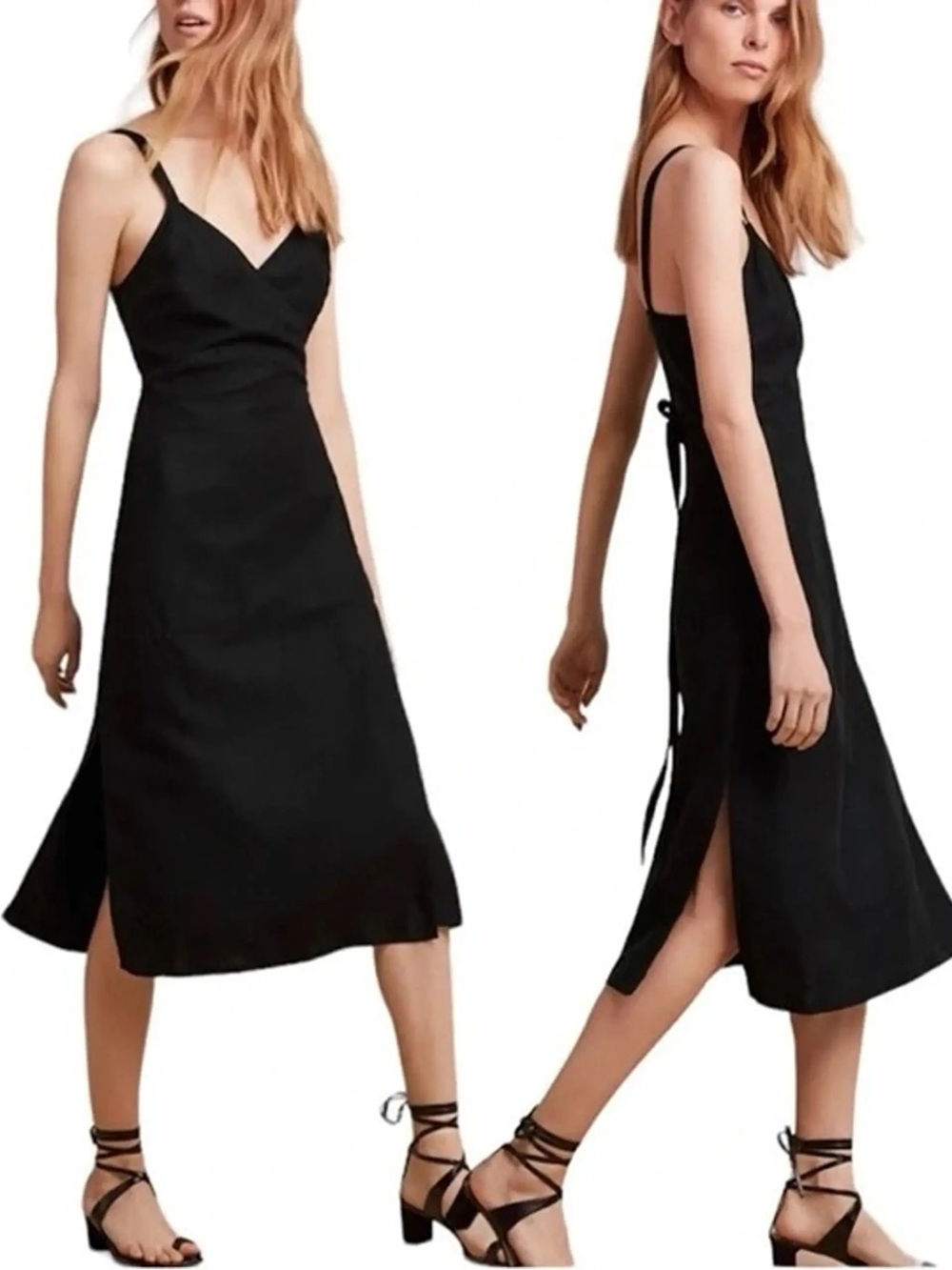 Aritzia Wilfred Astere Midi Wrap Dress Black Size XSmall